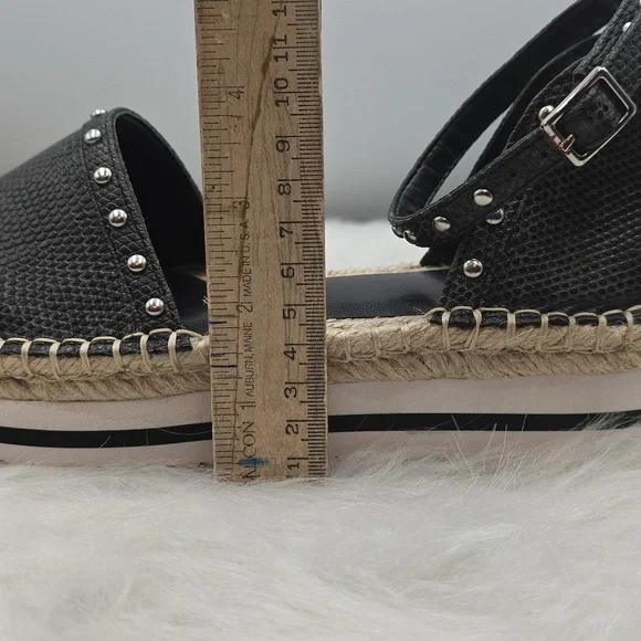 Jennifer Lopez Black Snakeskin Studed Espadrilles Size 7.5 - Picture 12 of 12